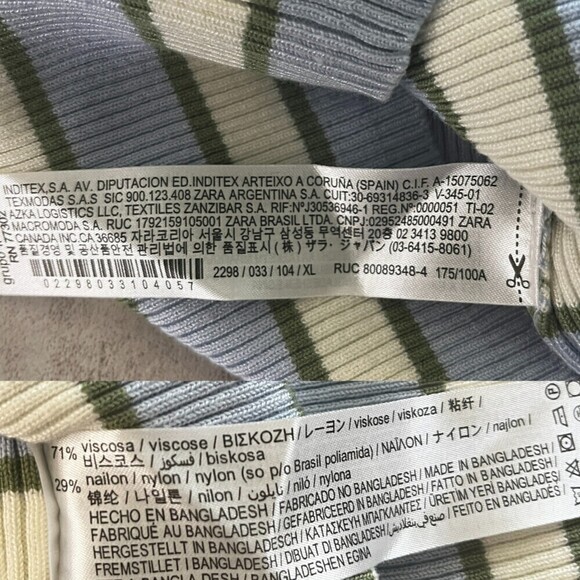 Zara Womens Size XL Blue Ribbed Striped Cropped Pullover NEW Crewneck Sweatshirt - Picture 5 of 16